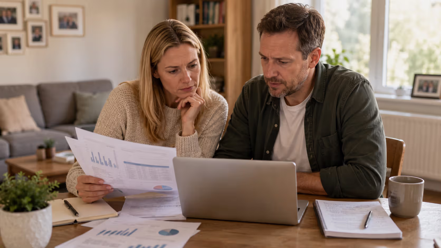 Parents reviewing school ratings and inspection information on laptop