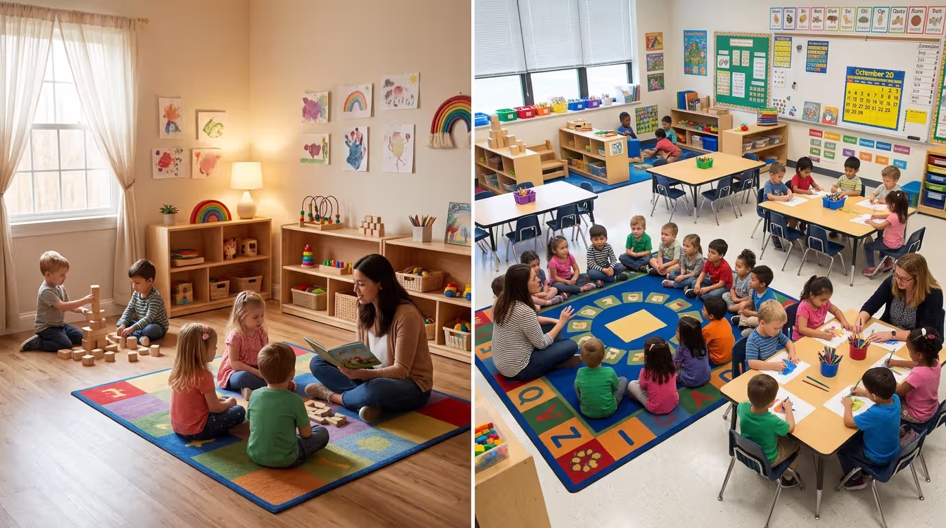 Comparison between private preschool and public pre-K classroom sizes