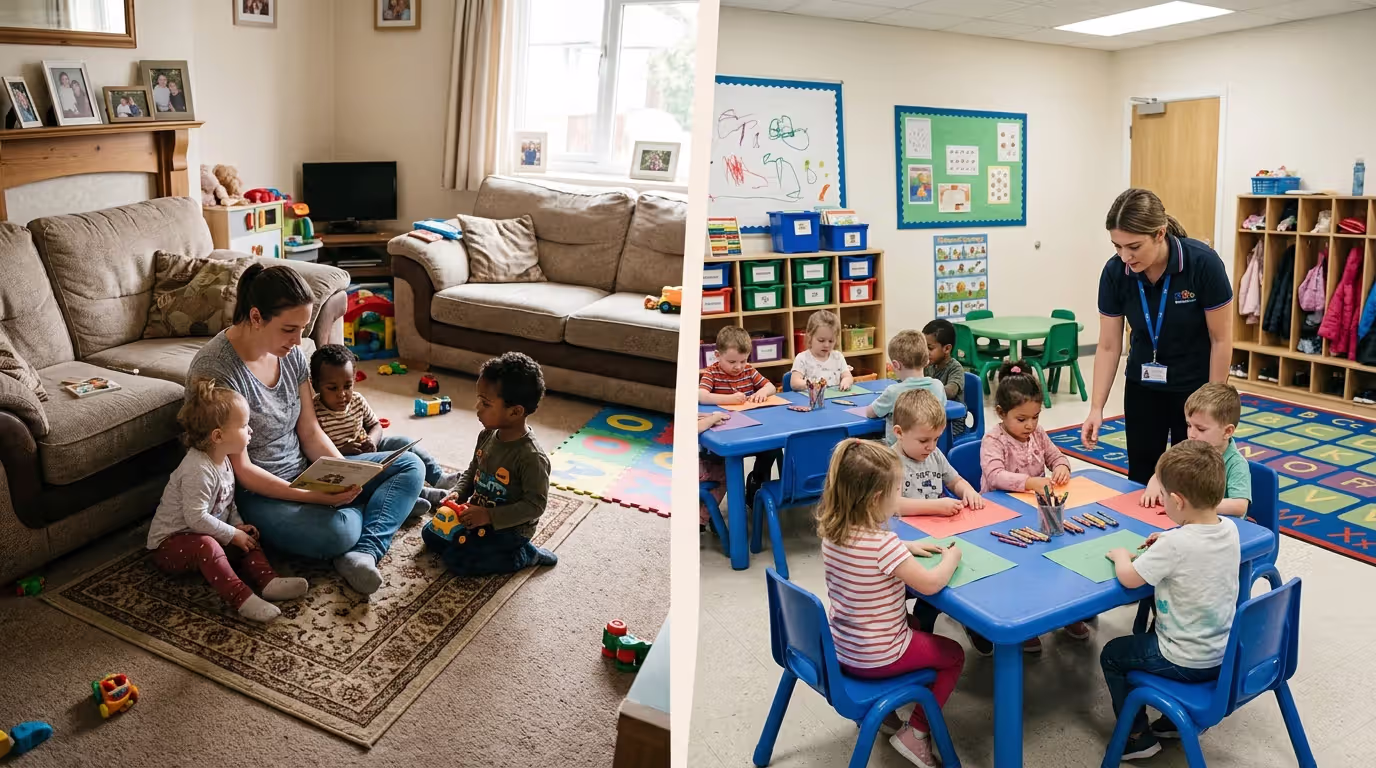 Comparison between home-based childminder care and daycare center classroom